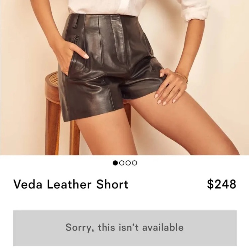NWT Reformation x Veda Leather Black High Waist Leather Shorts Size 4
